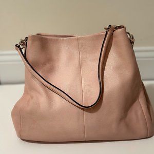COACH F35723 Phoebe Dusty Pink Pebbled Leather Shoulder Handbag